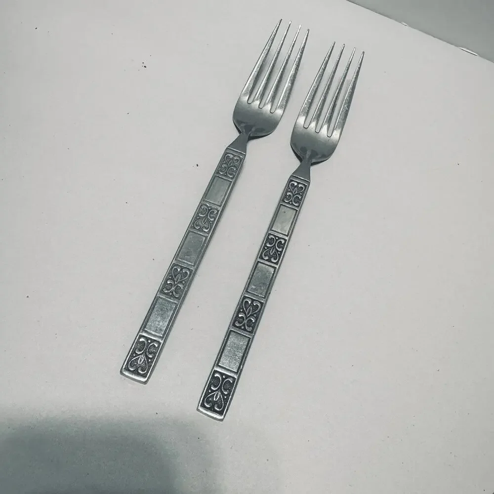 Vtg National Bravissimo Stainless Dinner Forks Lot Of 2 MCM Japan